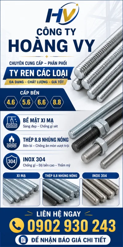 thanh ren xi mạ và inox