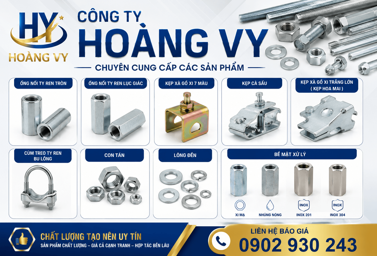 cùm kẹp và phụ kiện nối ty ren